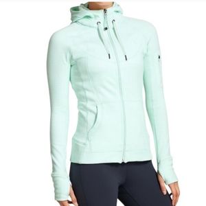 ATHLETA STRENGTH FULL ZIP HOODIE. MINT GREEN/SIZE: MEDIUM